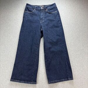 Judy Blue Jeans Womens 7/28 High Rise Tummy Control Wide Leg Cropped Dark Wash